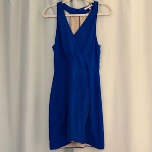 Lavender Brown Women’s 100% Silk Blue Strap Mini Dress, size small
